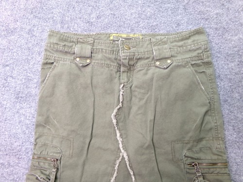 Vintage Y2K NORI Maxi Skirt Green 9 Utility Cargo Pockets Military Canvas 90s - Picture 3 of 9