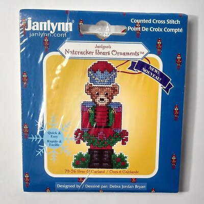 Janlynn Counted Cross Stitch Nutcracker Bear Christmas Ornament Kit 79-26 NOS
