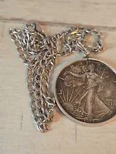 1987 American Eagle Vintage 1 troy ounce FINE Silver Dollar 24" Necklace Pendant