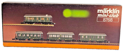 Märklin 8768 Spur Z Mini Club DB grün Reisezugwagen Zug Waggons Set verpackt.