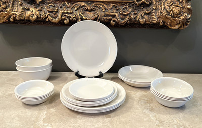 VTG. 1986-2010 CORELLE VITRELLE SANDSTONE DINNERWARE SET 29 PIECES / EX. COND.