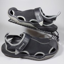 Crocs Swiftwater Herren UK 9 Schwarz Fischer Wasser Schuhe Sandalen
