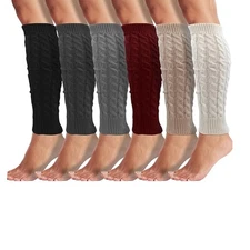 Leg Warmers for Women Knee High Cable Knit Warm Thermal Acrylic Winter Sleeve