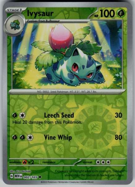 Ivysaur 002/165 151 Common Reverse Holo NM Pokemon TCG