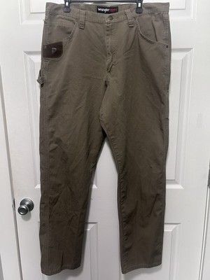 Wrangler Riggs Workwear Pants Ripstop Carpenter 38x34 Khaki Durable Excellent 