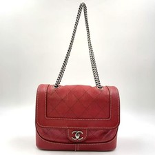 Chanel Matelasse Double Chain Shoulder Bag Women Red One Size