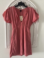 NEW-Universal Thread Pink Flutter Sleeve A-Line Mini Dress W/Pockets Size Small