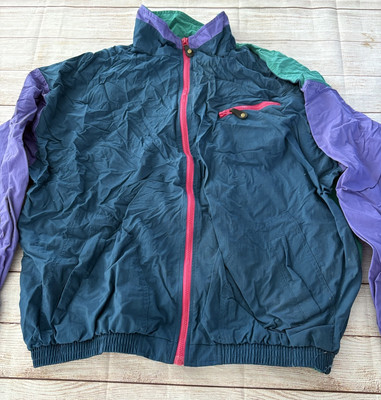 Vintage 80s IZOD Nylon Colorblock Windbreaker Jacket XL - Main Image