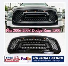 Us Warehouse Ship Glossy Black Front Upper Grill Fit Dodge Ram 1500 2006-2008