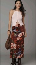 Anthropologie Colette Corduroy Maxi Skirt Floral Maeve Size S NWT