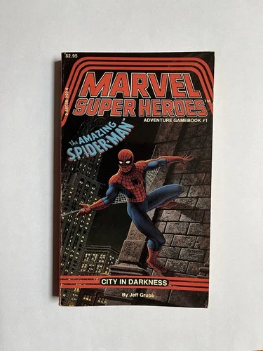 MARVEL SUPER HEROES ADVENTURE GAMEBOOK #1, SPIDER-MAN, CITY IN DARKNESS, 1986 NM