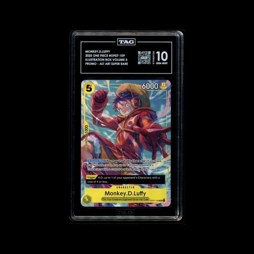 Monkey.D.Luffy Super Rare Promo OP07-109 Illustration Box vol3 TAG Gem Mint 10