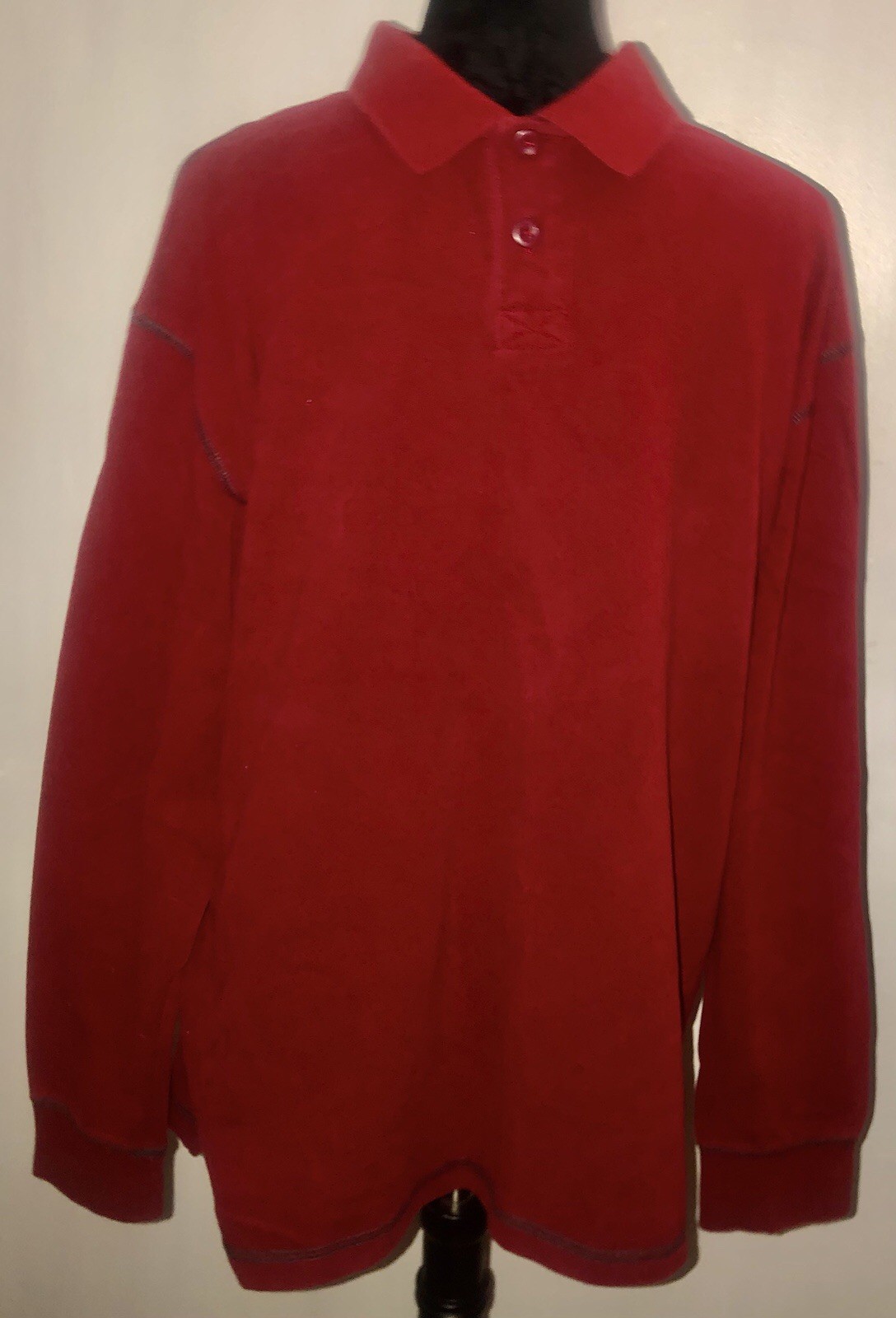 CONSENSUS Shirt Pullover Long Sleeve Burgundy Men… - image 1