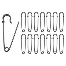 30pcs Safety Pins 75mm Baked Paint Large Safety Pin for Clothes, Black