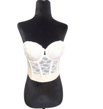 Vintage Lace Bustier Young Smoothie Backless Strapless Longline Cream 30 32
