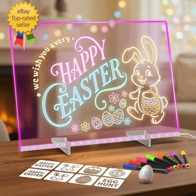 GMOX LED Drawing Board Erasable Acrylic Message Board Easter Gift For Kids
