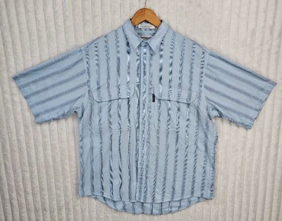 Levi s Silver Label Blue Striped Short Sleeve Button Down Collared Shirt Medium