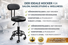 Sedia professionale per cosmetici/parrucchiere su ruote schienale regolabile ...