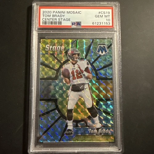 2020 Panini Mosaic - Center Stage Tom Brady #CS19 PSA 10 Gem Mint Patriots Bucs