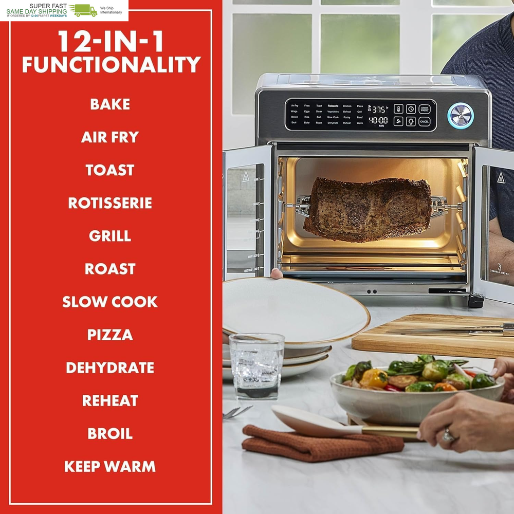 24-Function Digital Air Fryer Toaster Oven Combo with 7 Accessories 24-Function Digital Air Fryer Toaster Oven Combo with 7 Accessories