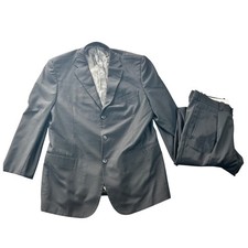 Giorgio Ghanni Mens Black Super 140s Merino Wool 3 Button Suit Set Size 46R 38W