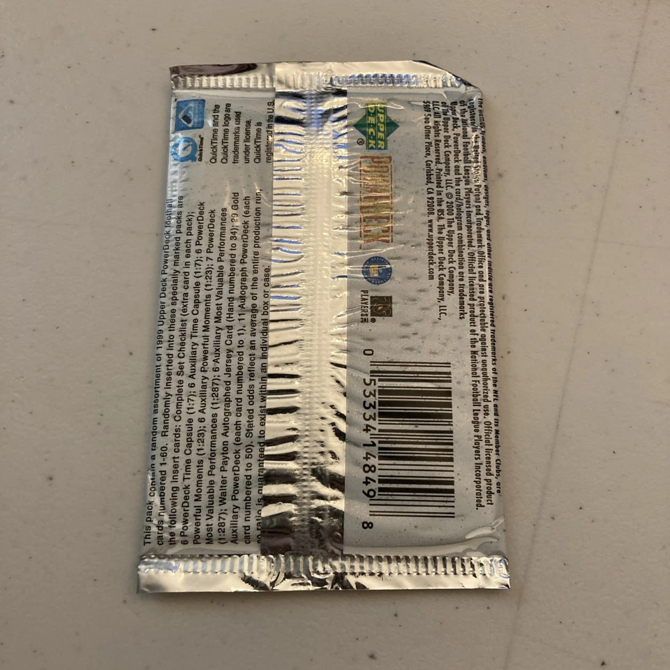 1999 Upper Deck PowerDeck Football Factory Sealed Individual Pack - Image 2 of 3