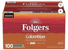 Folgers Medium Roast K-Cup Coffee Pods, 100 Colombian 100 ct. 