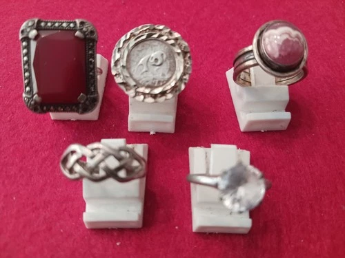 New ListingLot of 5 Vintage Sterling Silver Rings. Various Sizes.  24.5 Grams.