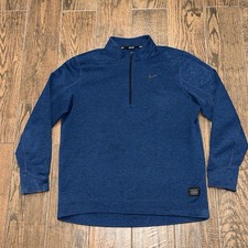 Nike Golf Mens Therma Fleece Blue Longsleeve 1/4 Quarter Zip Size. Large