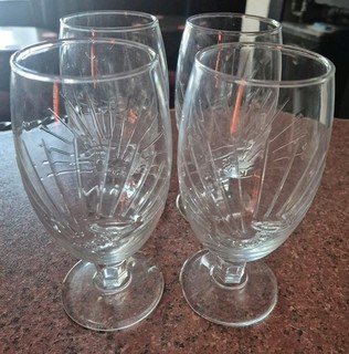 4 STELLA ARTOIS LAGER PINT CHALICE GLASSES