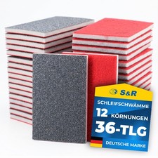 S&R Schleifschwamm Set 36 St&uuml;ck P120-P3000 Schleifpads Nass Trocken Holz Metall