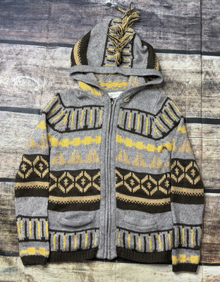 Anthropologie Sparrow Sweater Women's Small Aztec Tassle Hoodie Knit Wool  Blend