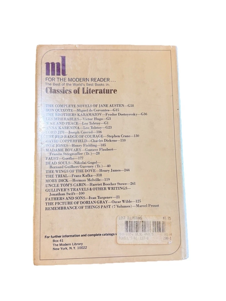 Lost Illusions By Honoré de Balzac 1966 1st Modern Library HC Classic Literature Foto 2 de 4