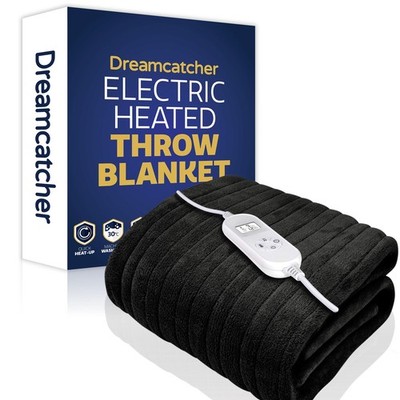 Elektrische Heizdecke Doppel Weich Fleece Schwarz Überdecke Timer Sofas