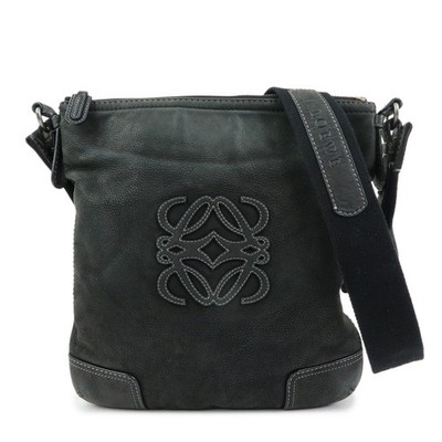 LOEWE Anagram Calf Leather Shoulder Bag Crossbody Bag Black Authentic Used F/S