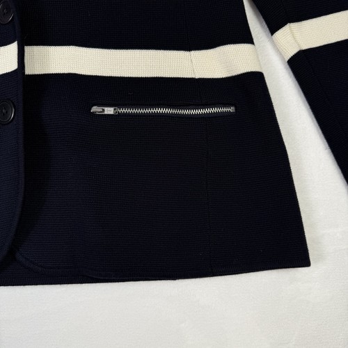 Talbots Cardigan Sweater Womens Size Large Nautical Blazer Knit Striped Navy NWT - Picture 3 of 9