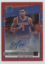 2020 Donruss Rated Rookies Choice Red Signatures 84/99 Obi Toppin Rookie Auto RC