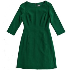 Vince Camuto A-Line dress Round Neck Zip Close 3/4 Sleeve Pocket Green Sz 2