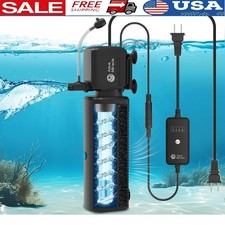 Aquarium Filter 8W UV Light Timer Dual Modes 225GPH Aeration Clean Water New
