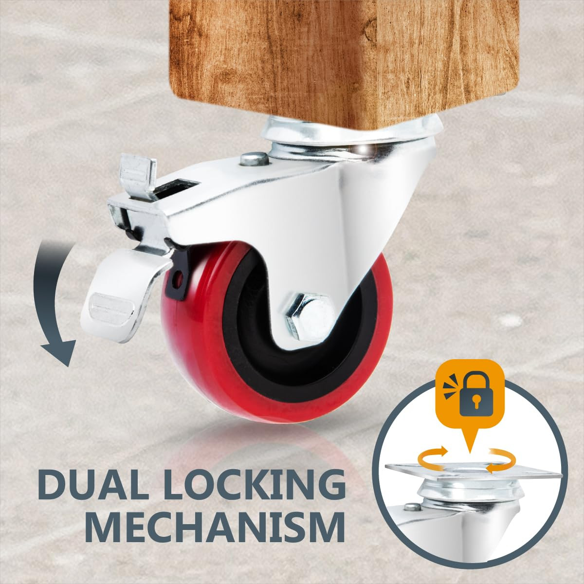 2 Inch Swivel Caster Wheels Set of 4 with 400 Lbs Loads, Heavy Duty Plate Caster