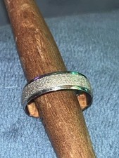 White Gold Textured Wedding Band Ring Size  X