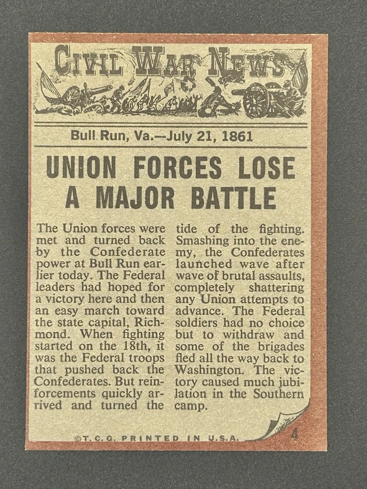 1962 Topps Civil War News # 4 Rebel Power NM-MT - Image 2 of 2