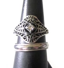 LOVELY VINTAGE STERLING SILVER RING LOT OF 2= SZ 8 & SZ 7 1/2