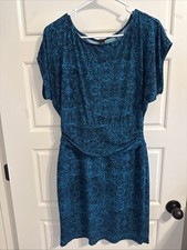 Ann Taylor - Cap Sleeve Dress - Blue & Black Pattern - Small