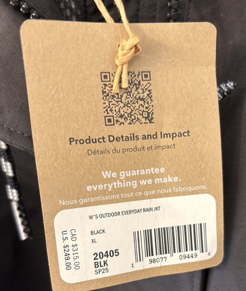 Patagonia Women’s Outdoor Everyday Rain Jacket Black Size XL NEW Waterproof thumbnail 5