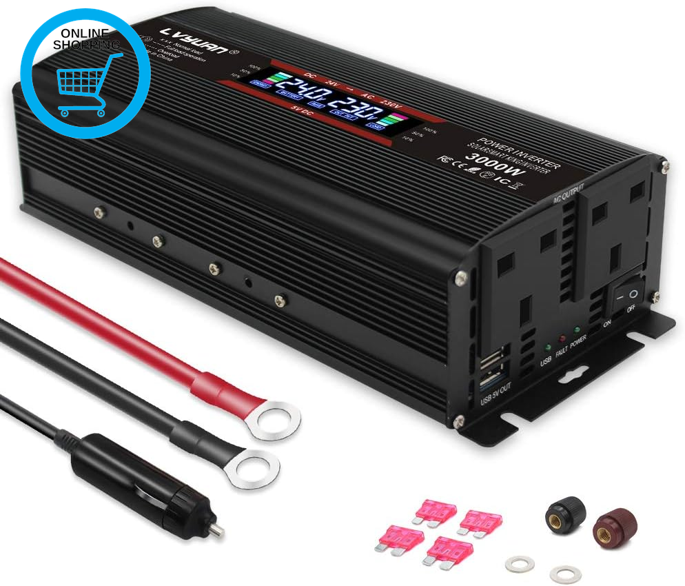 24V 1500W Modified Sine Wave Power Inverter, 24V to AC 230V 240V Voltage Convert