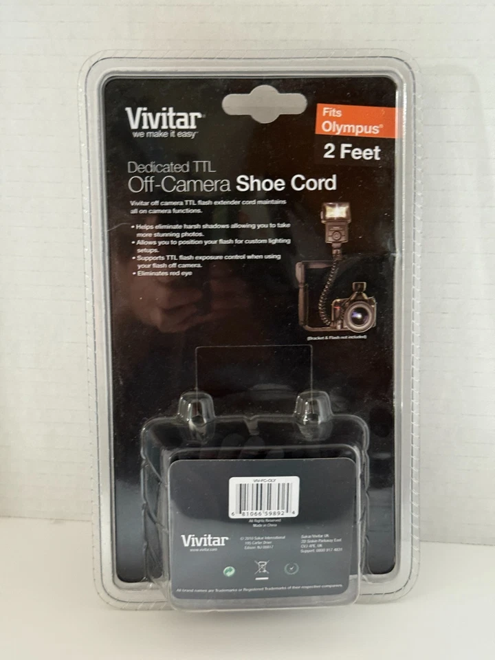 Vivitar Off Camera Shoe Remote Flash Sync Cord  for Olympus VIV-FC-OLY 2 foot - Image 2 of 4