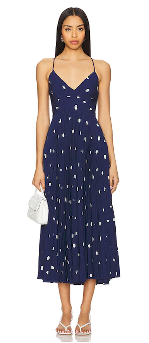ASTR the Label Blythe Dress - Navy Polka Dot, US Stock, No Import Fee
