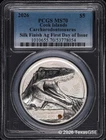 2026 Cook Islands 1oz $5 Silver Jurassic Relic - Carcharodontosaurus PCGS MS70FD