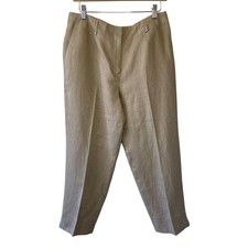 VTG Talbots Petites Irish Linen Tan Minimalist Classic Chino Style Pants 12